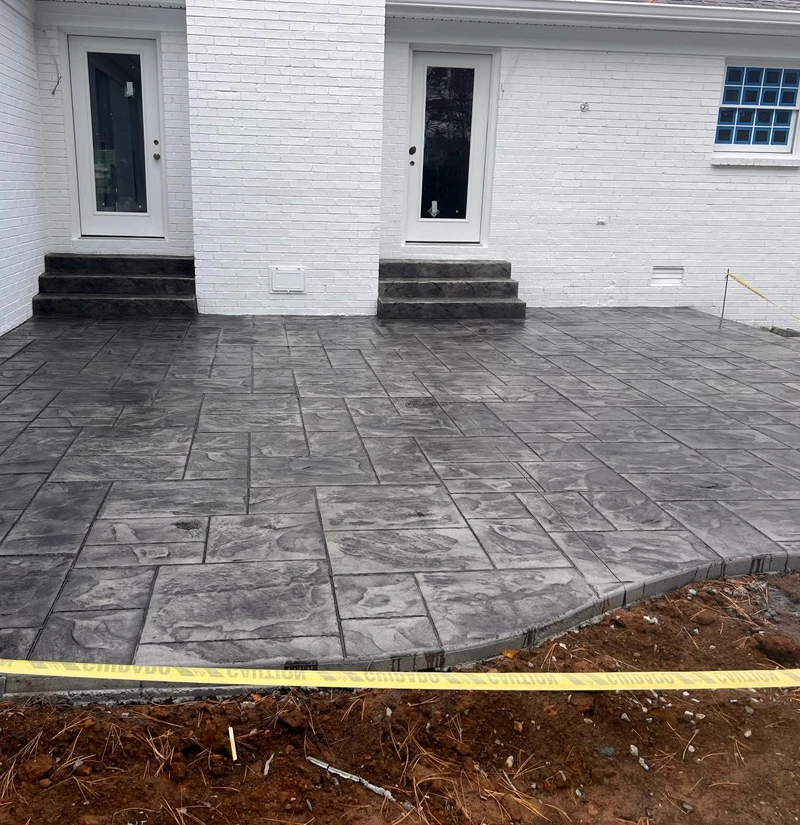 stamped concrte patio with concrete steps in nashville